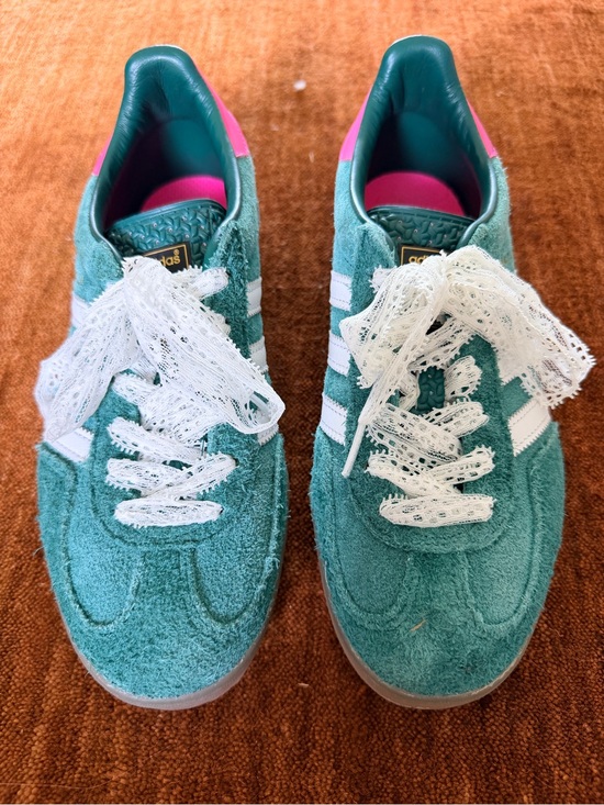 adidas Shoes - Adidas Women's Green/Pink Suede Gazelle Sneakers